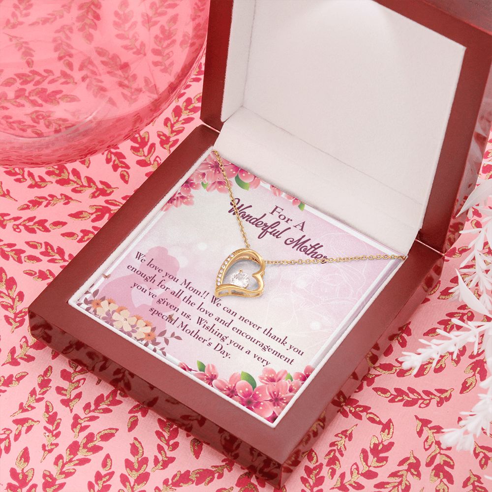 To Mom Love and Encouragement Forever Necklace w Message Card-Express Your Love Gifts