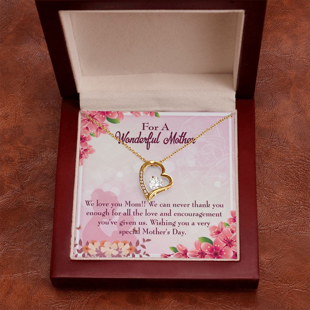 To Mom Love and Encouragement Forever Necklace w Message Card-Express Your Love Gifts