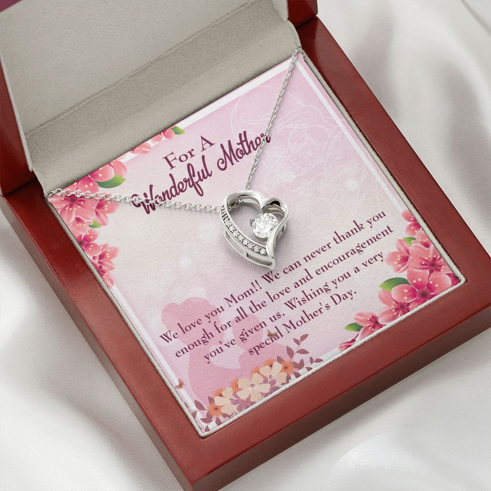 To Mom Love and Encouragement Forever Necklace w Message Card-Express Your Love Gifts