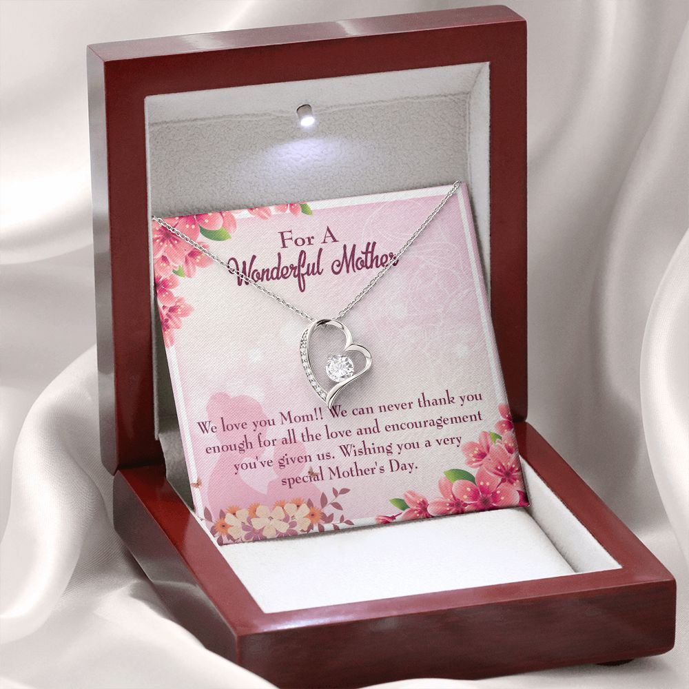 To Mom Love and Encouragement Forever Necklace w Message Card-Express Your Love Gifts