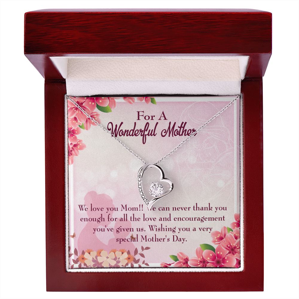 To Mom Love and Encouragement Forever Necklace w Message Card-Express Your Love Gifts