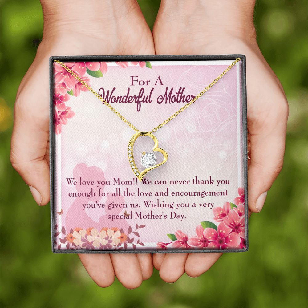 To Mom Love and Encouragement Forever Necklace w Message Card-Express Your Love Gifts