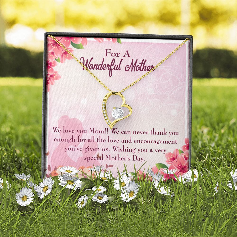 To Mom Love and Encouragement Forever Necklace w Message Card-Express Your Love Gifts