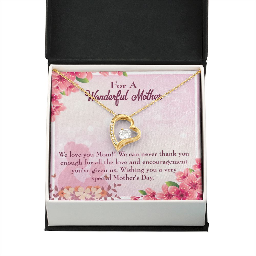 To Mom Love and Encouragement Forever Necklace w Message Card-Express Your Love Gifts