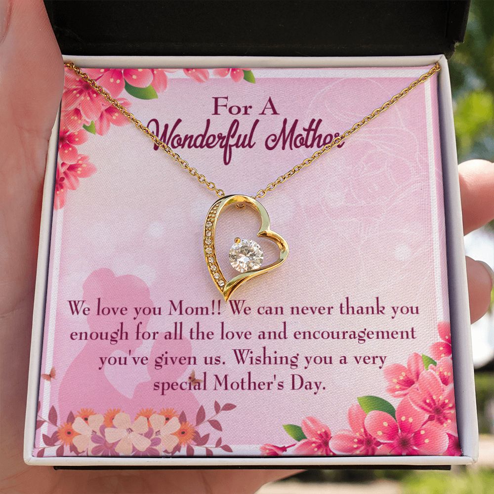 To Mom Love and Encouragement Forever Necklace w Message Card-Express Your Love Gifts