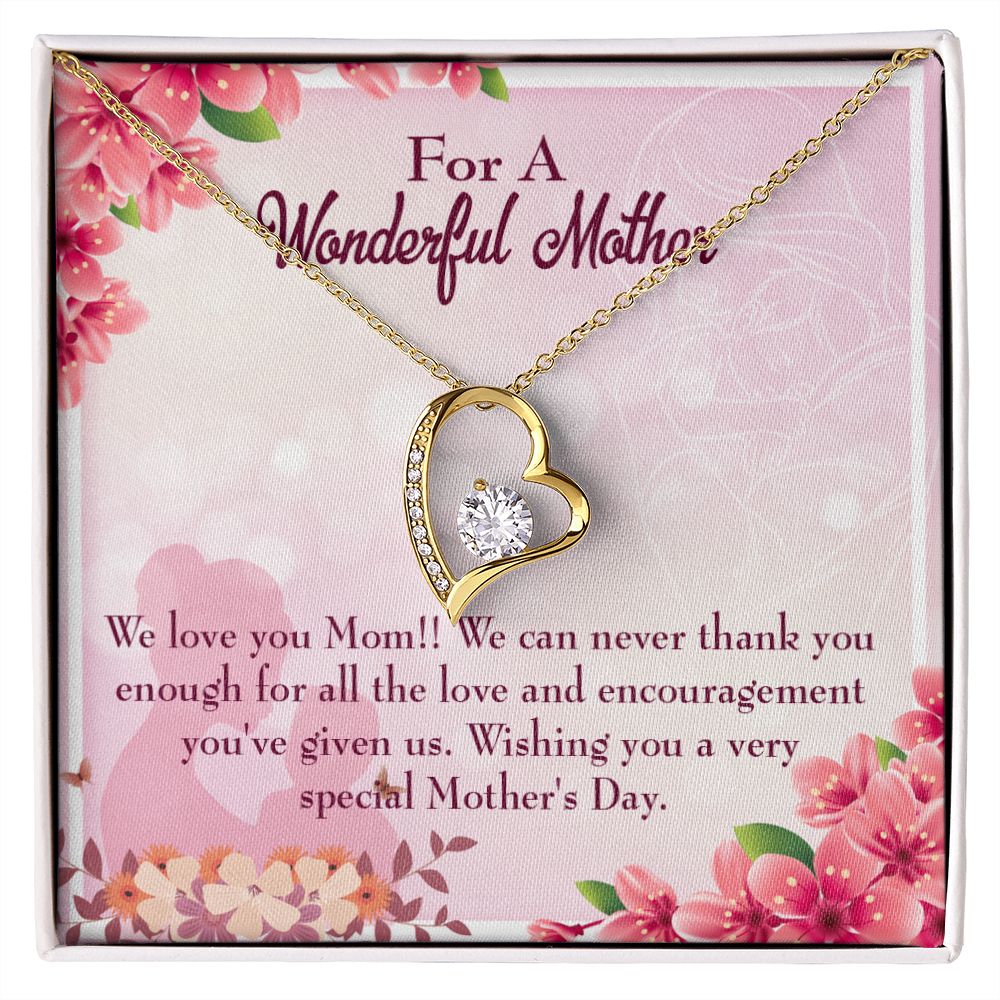 To Mom Love and Encouragement Forever Necklace w Message Card-Express Your Love Gifts