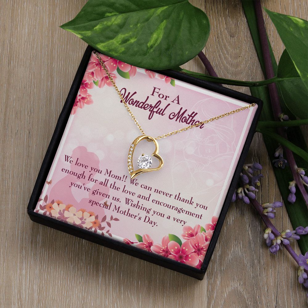 To Mom Love and Encouragement Forever Necklace w Message Card-Express Your Love Gifts