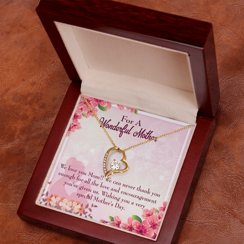 To Mom Love and Encouragement Forever Necklace w Message Card-Express Your Love Gifts