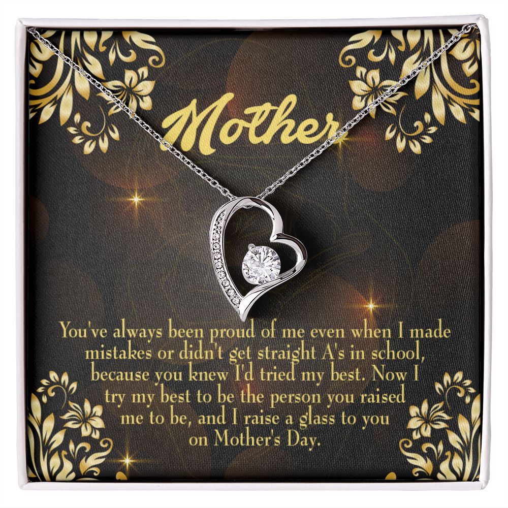 To Mom Love and Nortured Forever Necklace w Message Card-Express Your Love Gifts