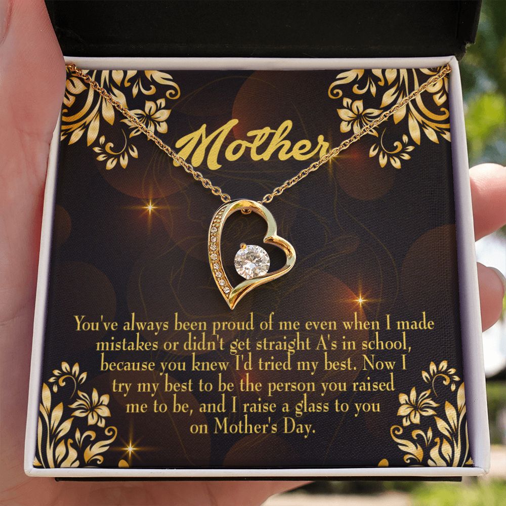 To Mom Love and Nortured Forever Necklace w Message Card-Express Your Love Gifts