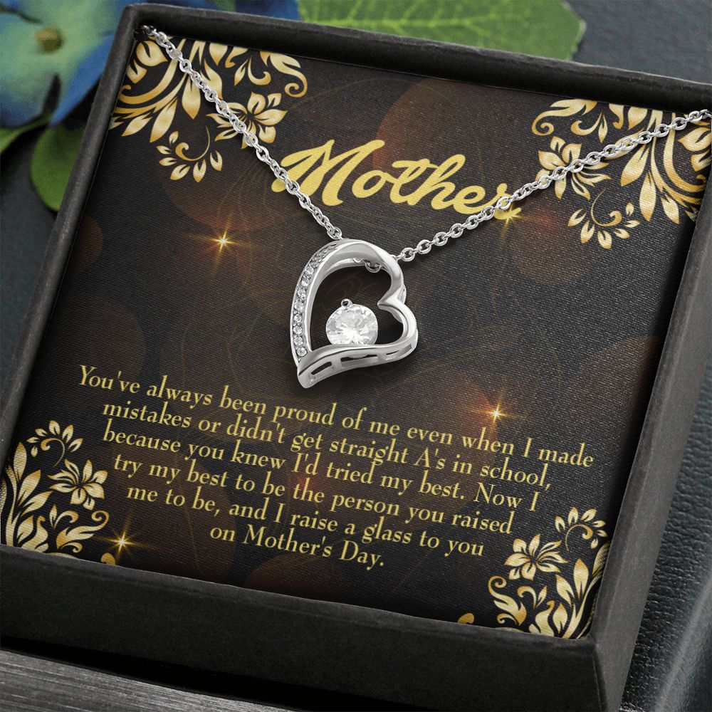 To Mom Love and Nortured Forever Necklace w Message Card-Express Your Love Gifts