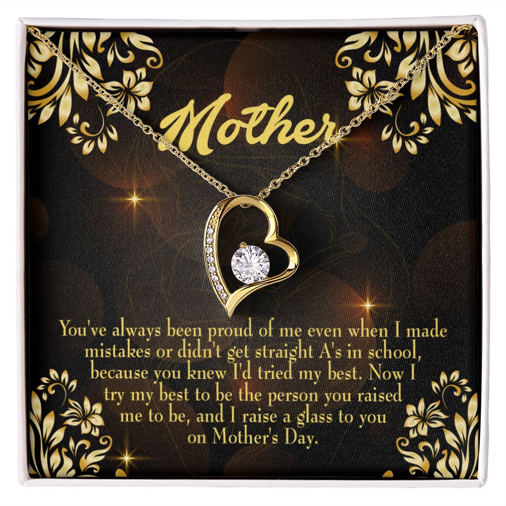 To Mom Love and Nortured Forever Necklace w Message Card-Express Your Love Gifts
