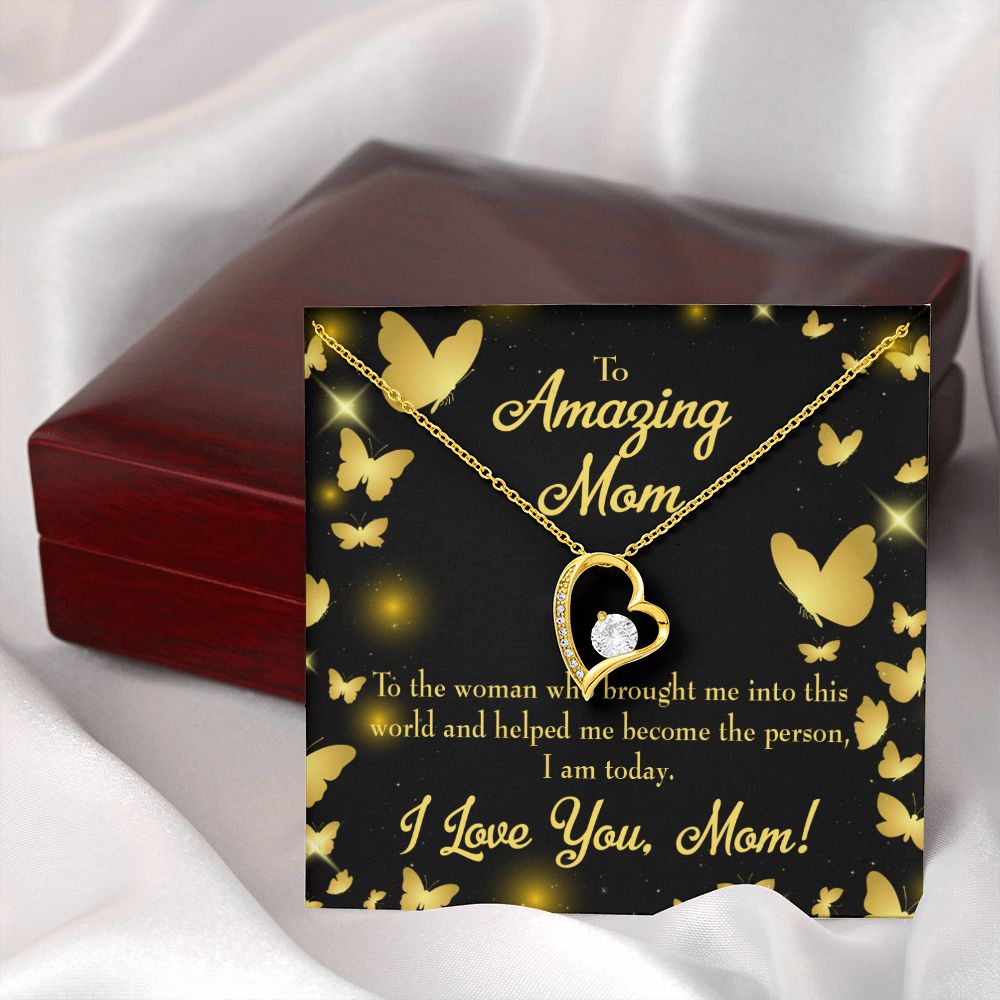 To Mom Love you Mom! Forever Necklace w Message Card-Express Your Love Gifts