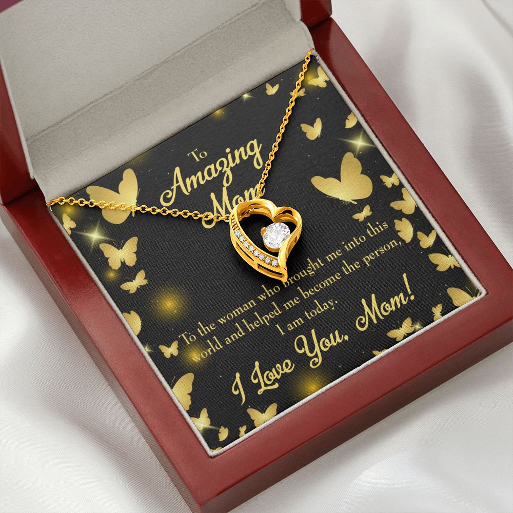 To Mom Love you Mom! Forever Necklace w Message Card-Express Your Love Gifts