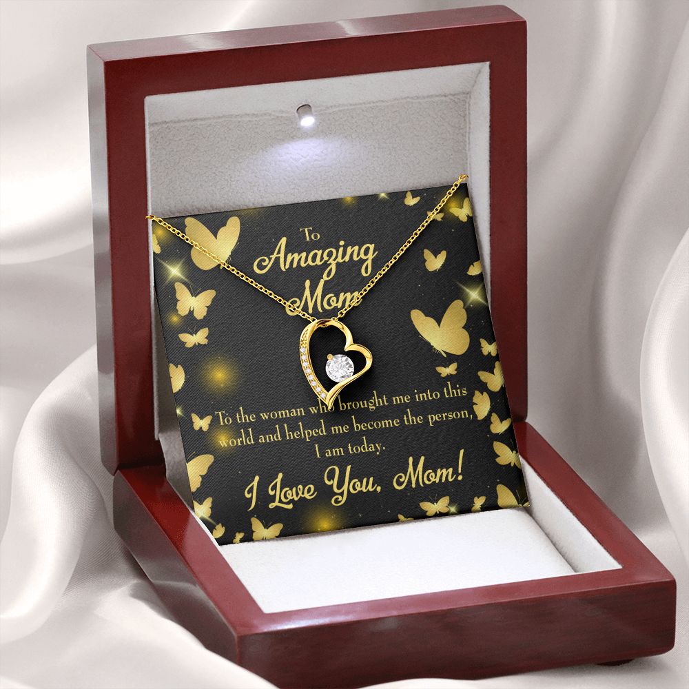 To Mom Love you Mom! Forever Necklace w Message Card-Express Your Love Gifts