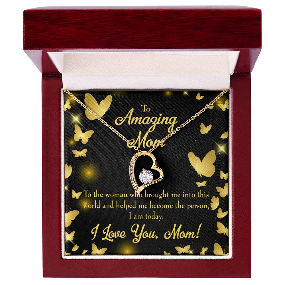 To Mom Love you Mom! Forever Necklace w Message Card-Express Your Love Gifts