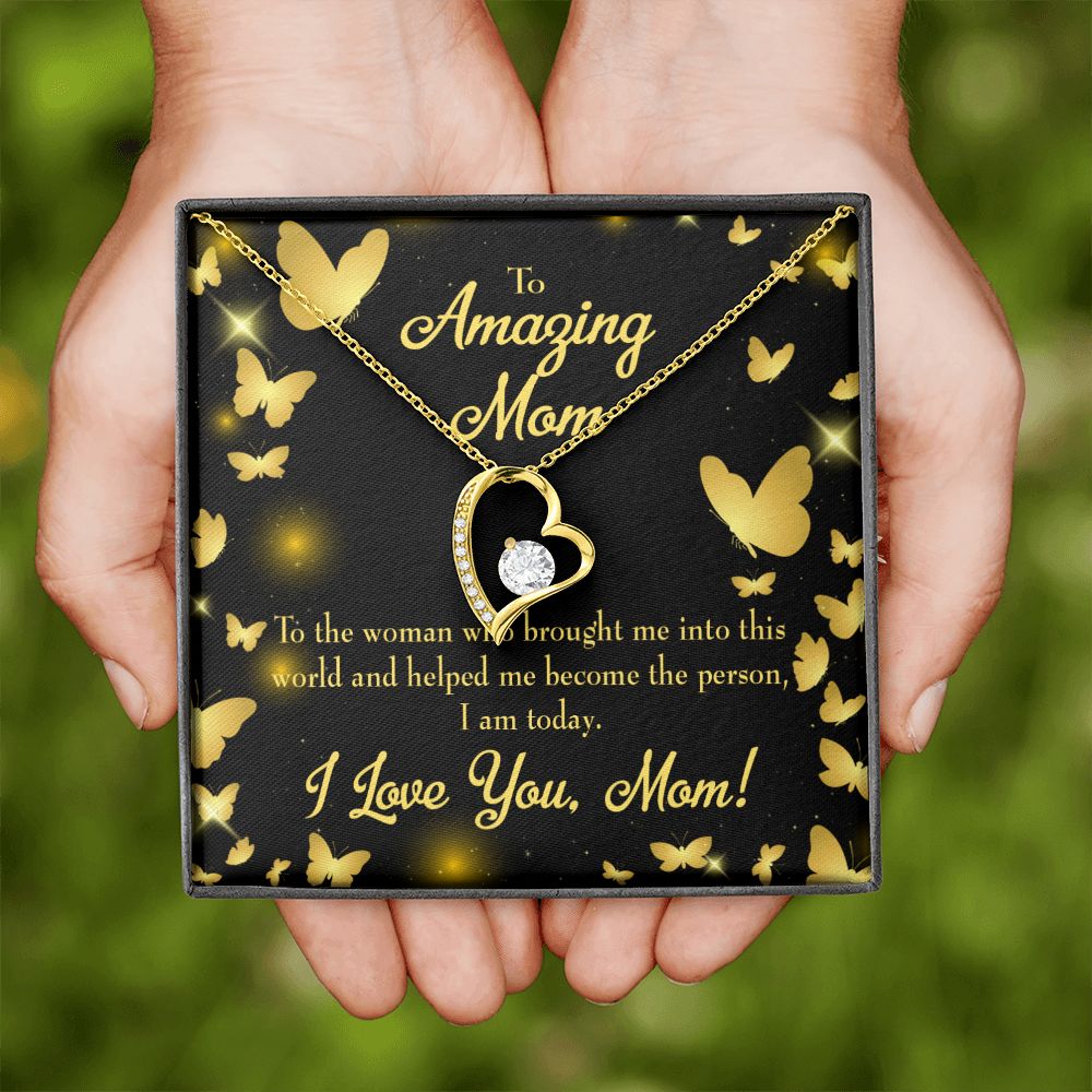 To Mom Love you Mom! Forever Necklace w Message Card-Express Your Love Gifts