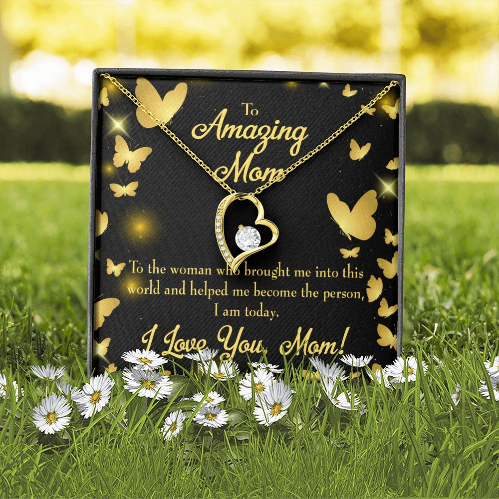 To Mom Love you Mom! Forever Necklace w Message Card-Express Your Love Gifts