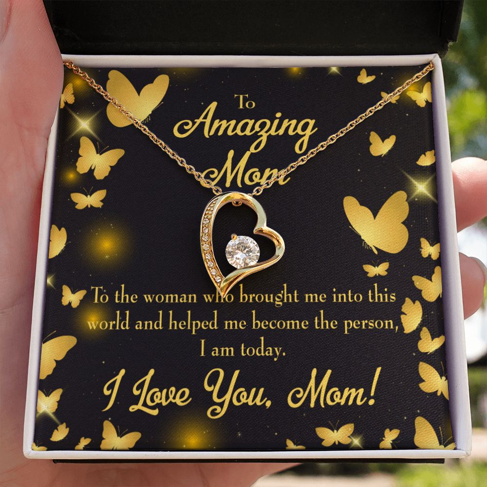 To Mom Love you Mom! Forever Necklace w Message Card-Express Your Love Gifts