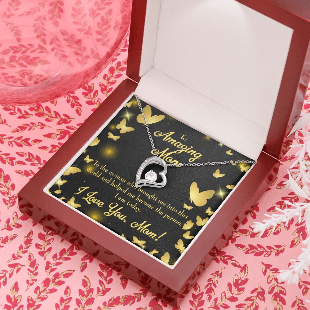 To Mom Love you Mom! Forever Necklace w Message Card-Express Your Love Gifts