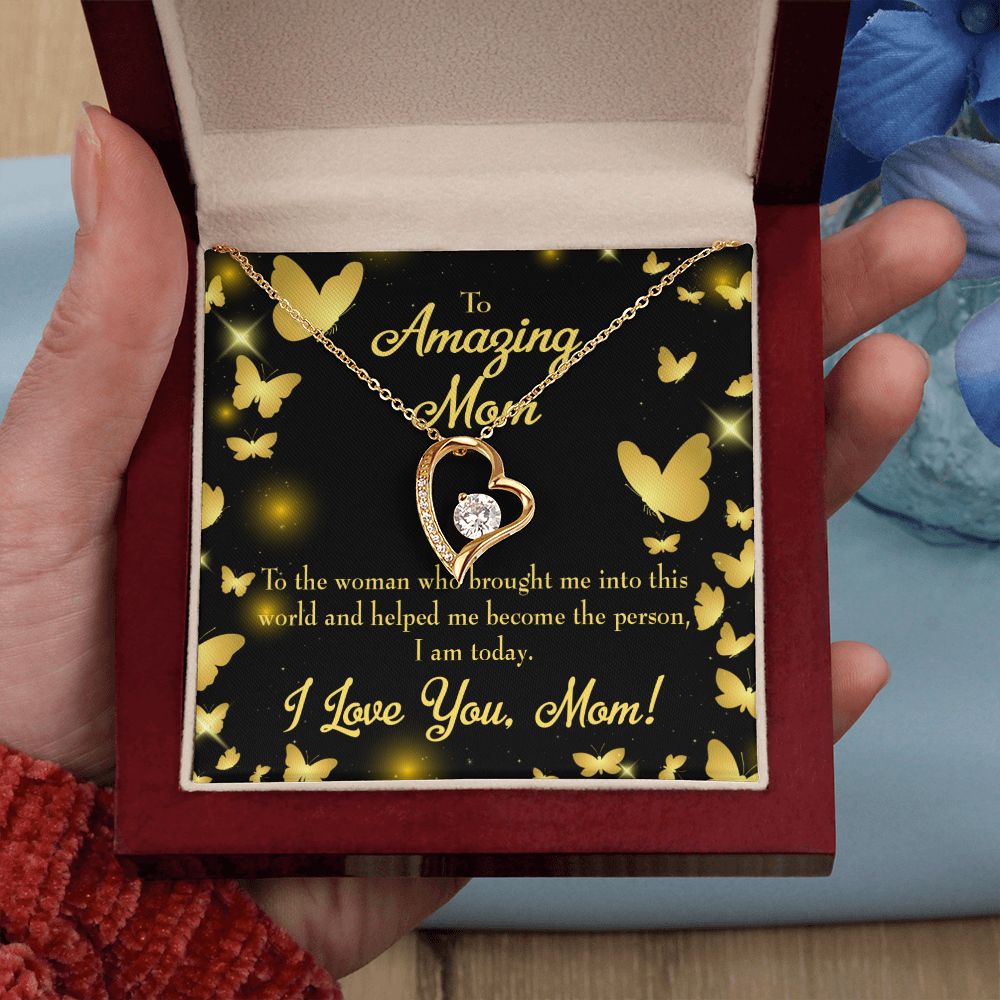 To Mom Love you Mom! Forever Necklace w Message Card-Express Your Love Gifts