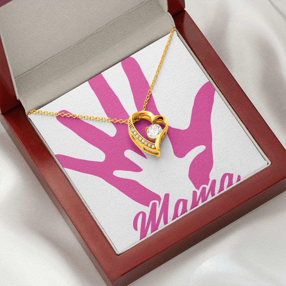 To Mom Mama's Hand Forever Necklace w Message Card-Express Your Love Gifts