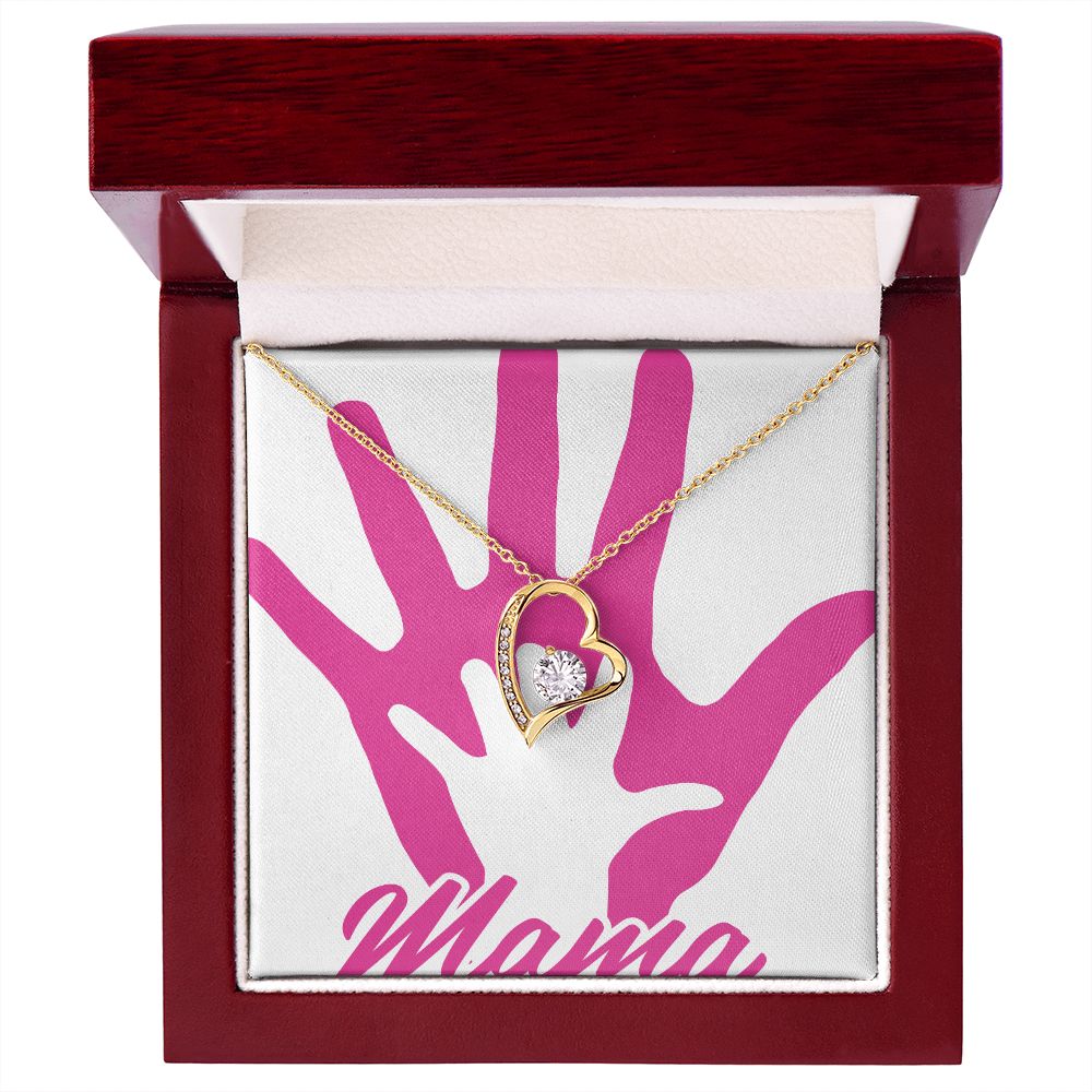 To Mom Mama's Hand Forever Necklace w Message Card-Express Your Love Gifts