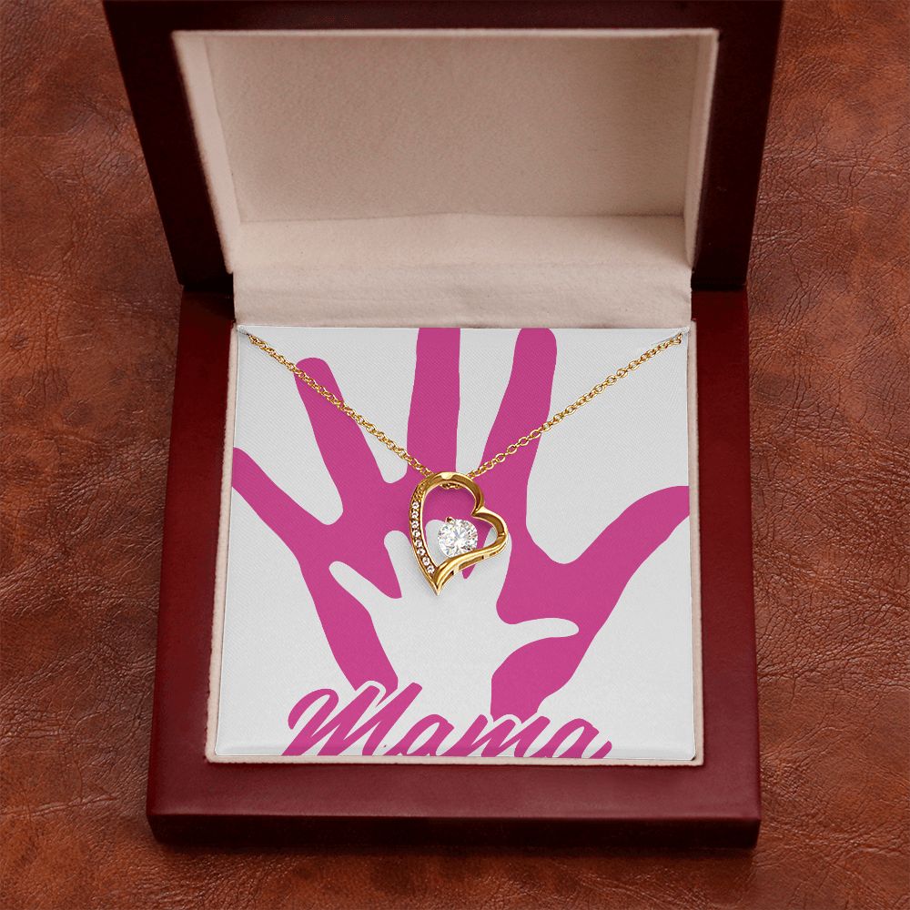 To Mom Mama's Hand Forever Necklace w Message Card-Express Your Love Gifts