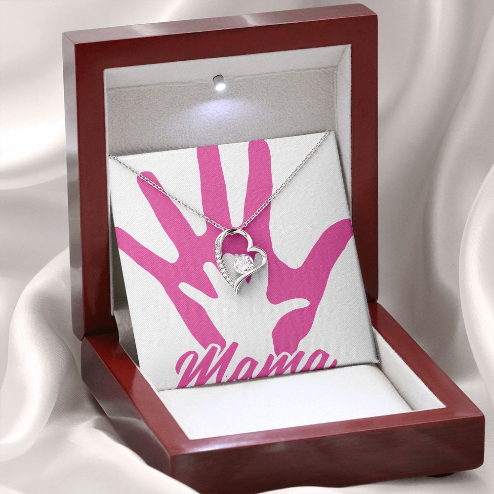 To Mom Mama's Hand Forever Necklace w Message Card-Express Your Love Gifts