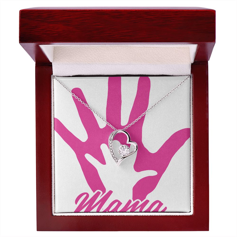 To Mom Mama's Hand Forever Necklace w Message Card-Express Your Love Gifts