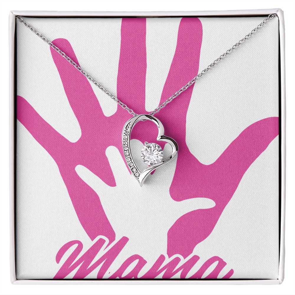 To Mom Mama's Hand Forever Necklace w Message Card-Express Your Love Gifts