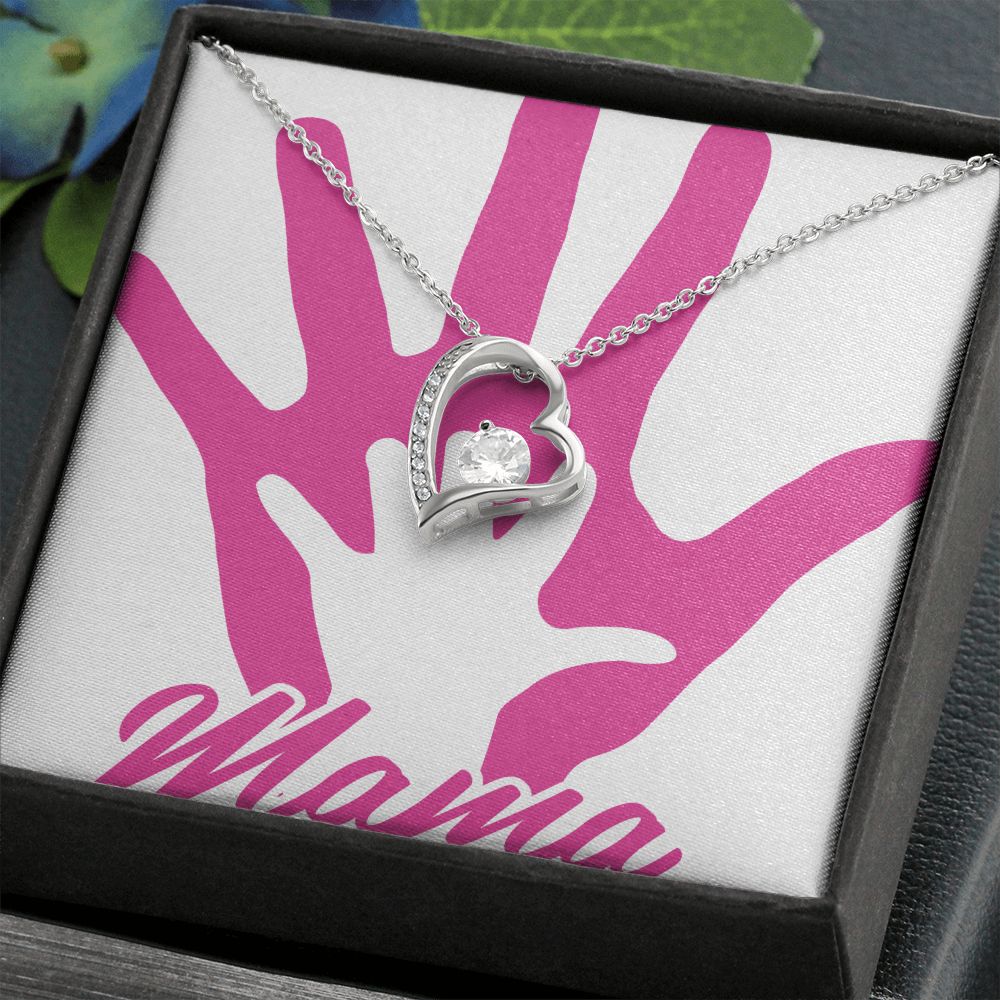 To Mom Mama's Hand Forever Necklace w Message Card-Express Your Love Gifts