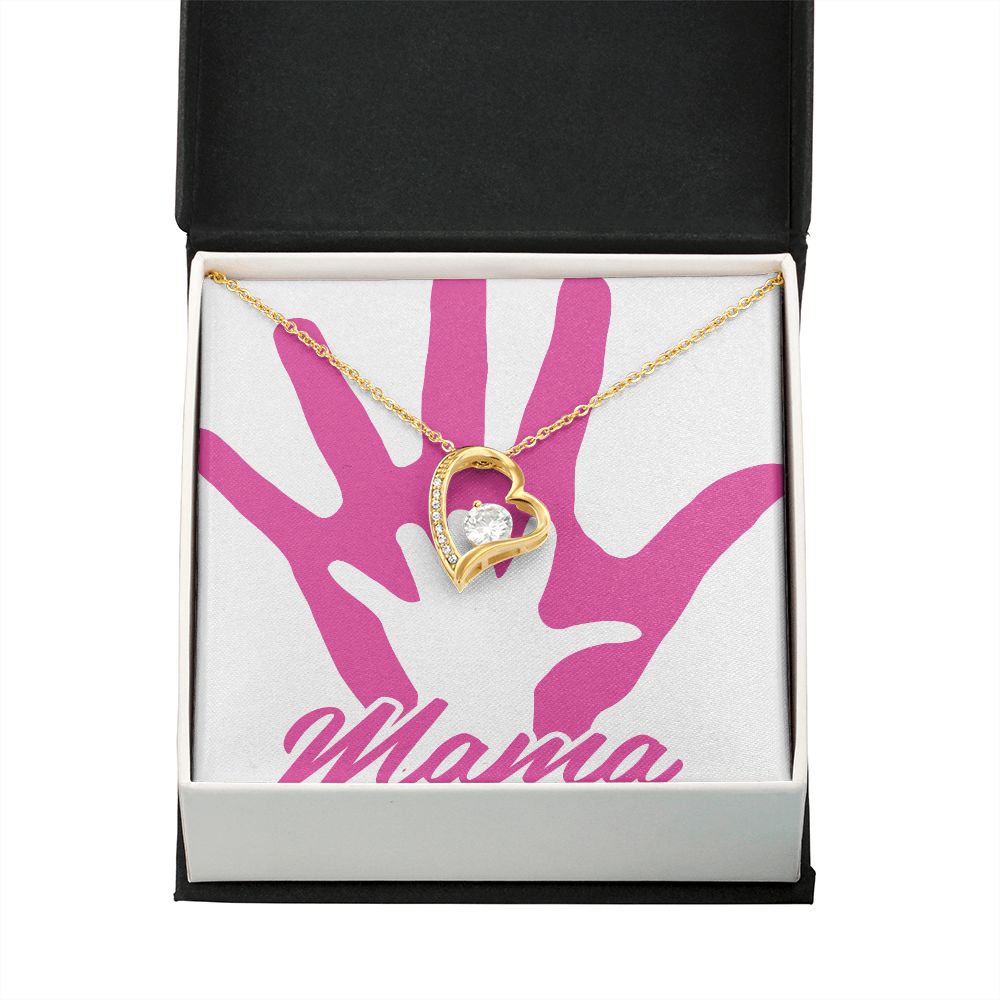 To Mom Mama's Hand Forever Necklace w Message Card-Express Your Love Gifts