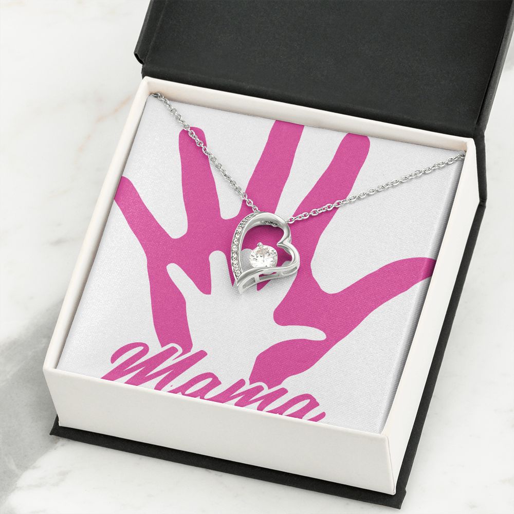 To Mom Mama's Hand Forever Necklace w Message Card-Express Your Love Gifts