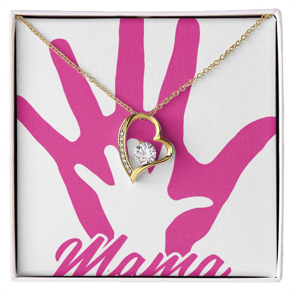 To Mom Mama's Hand Forever Necklace w Message Card-Express Your Love Gifts