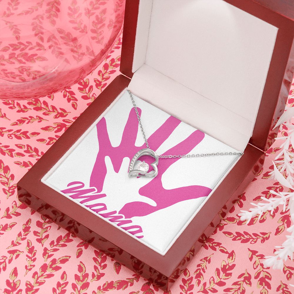 To Mom Mama's Hand Forever Necklace w Message Card-Express Your Love Gifts