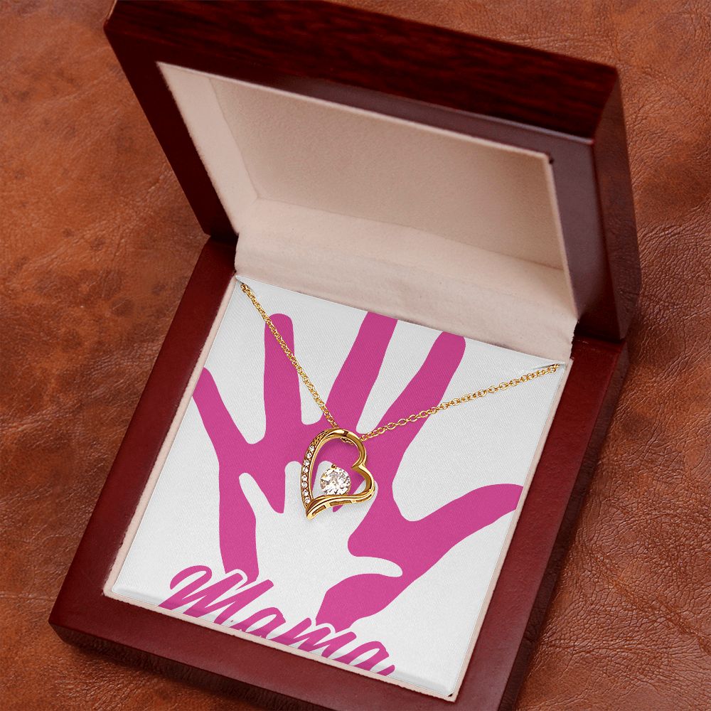 To Mom Mama's Hand Forever Necklace w Message Card-Express Your Love Gifts