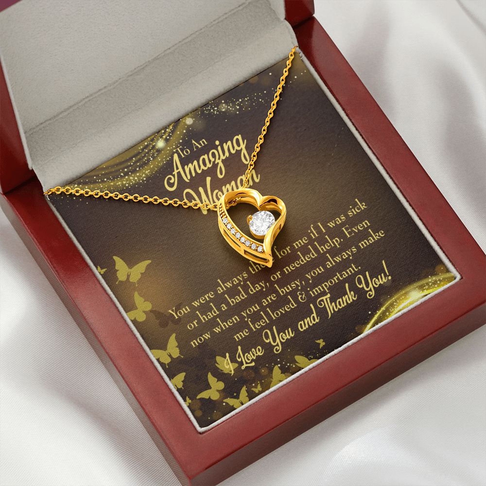 To Mom Mom Always There Forever Necklace w Message Card-Express Your Love Gifts