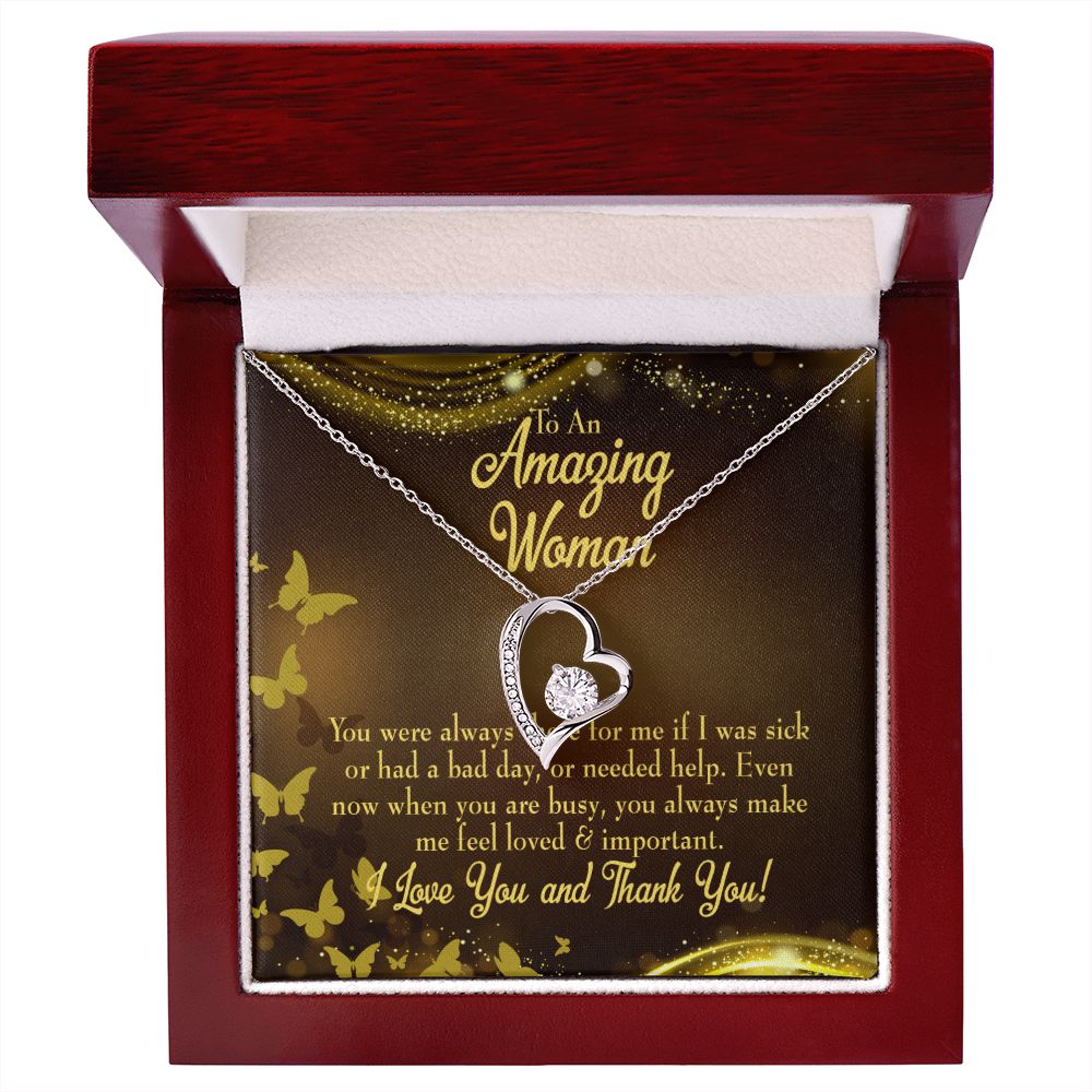 To Mom Mom Always There Forever Necklace w Message Card-Express Your Love Gifts