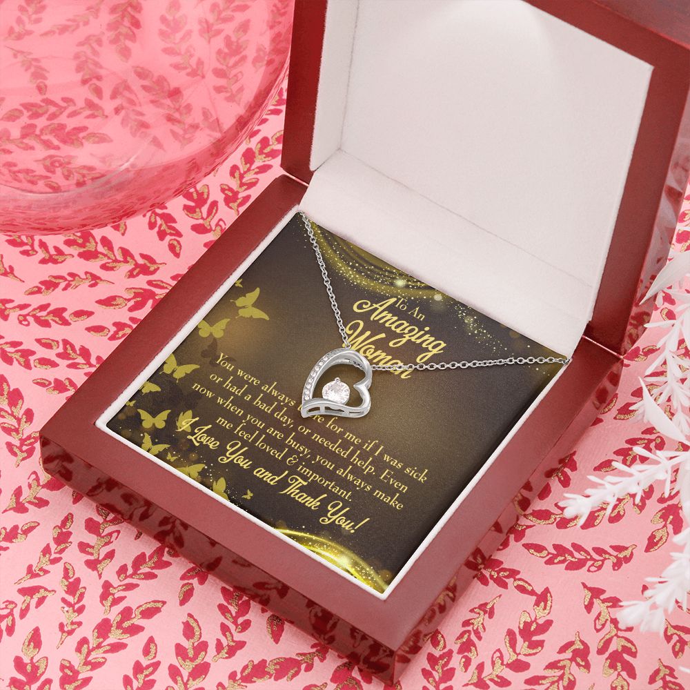 To Mom Mom Always There Forever Necklace w Message Card-Express Your Love Gifts