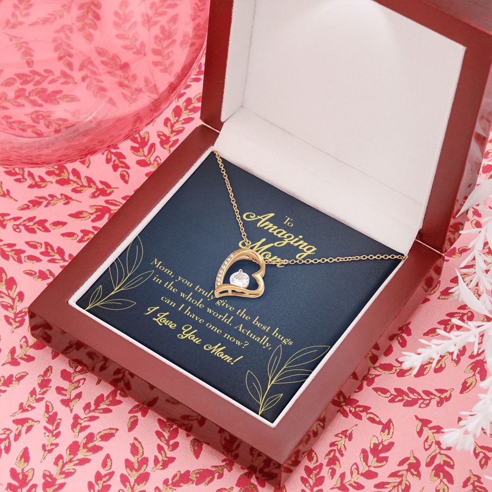 To Mom Mom Best Hug Forever Necklace w Message Card-Express Your Love Gifts