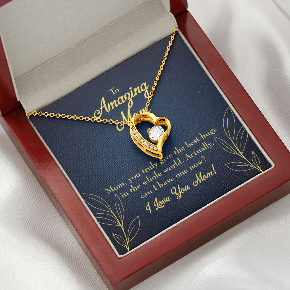 To Mom Mom Best Hug Forever Necklace w Message Card-Express Your Love Gifts