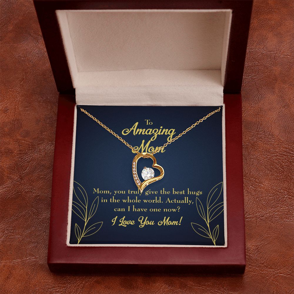 To Mom Mom Best Hug Forever Necklace w Message Card-Express Your Love Gifts