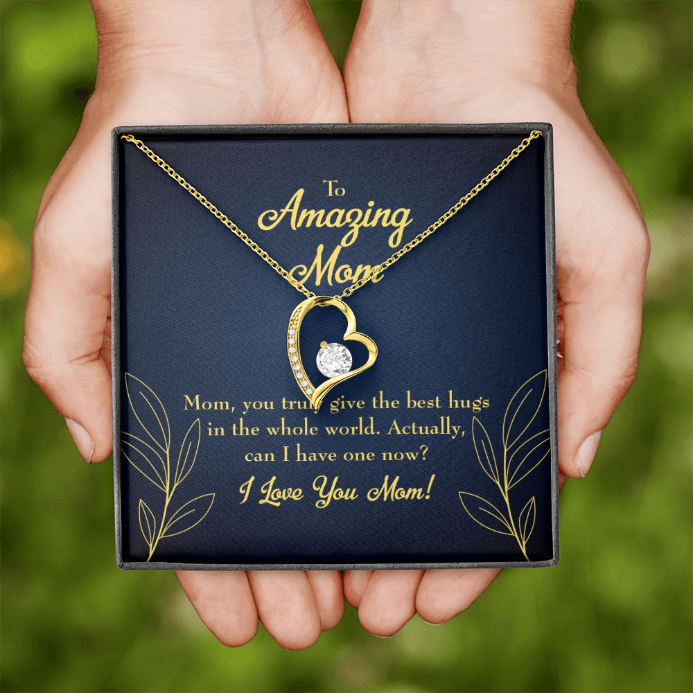 To Mom Mom Best Hug Forever Necklace w Message Card-Express Your Love Gifts