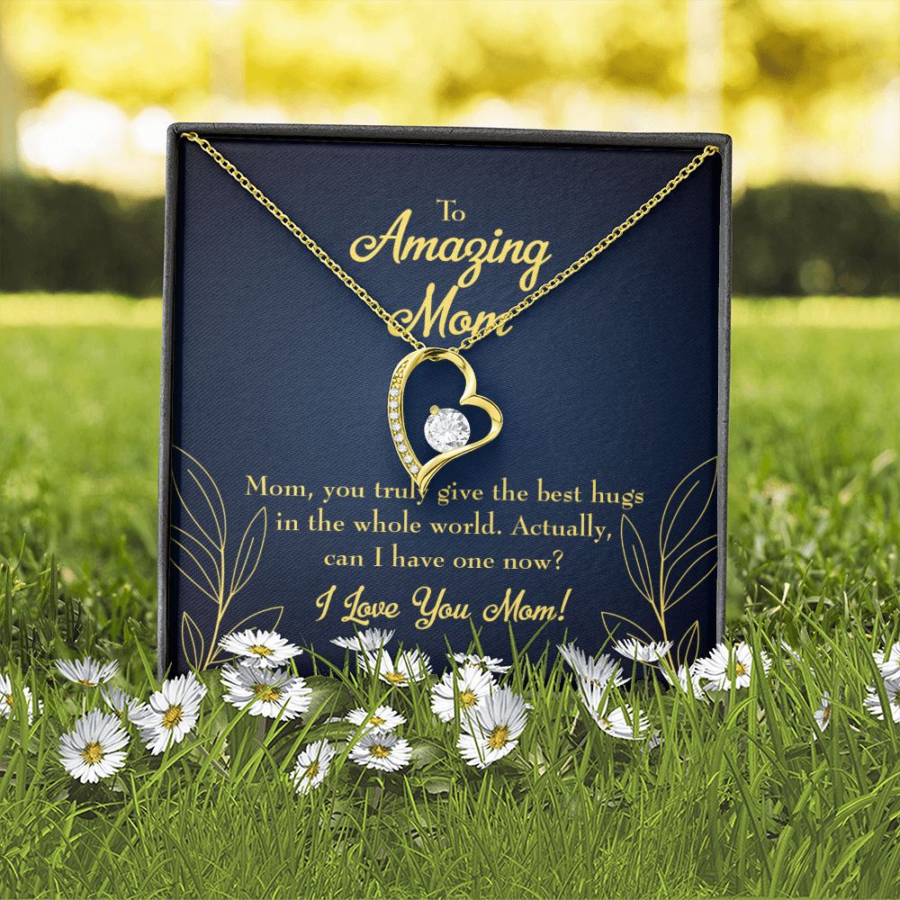 To Mom Mom Best Hug Forever Necklace w Message Card-Express Your Love Gifts