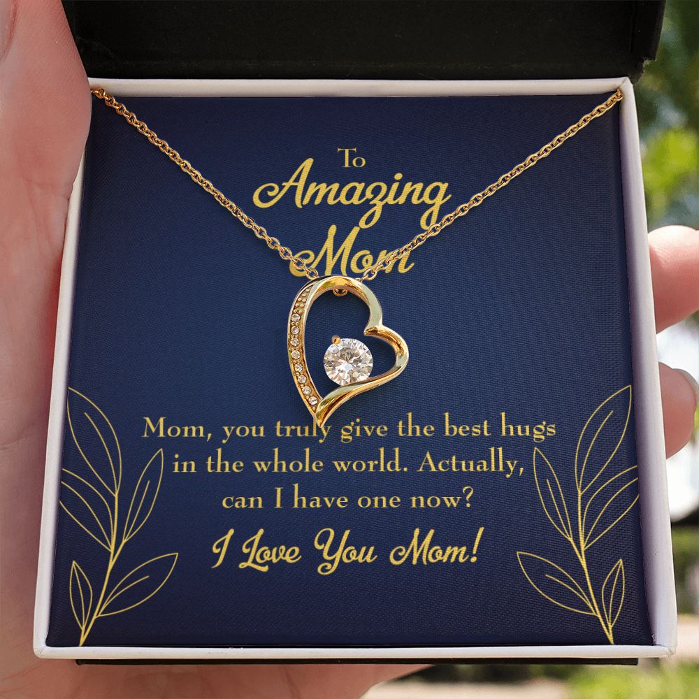 To Mom Mom Best Hug Forever Necklace w Message Card-Express Your Love Gifts