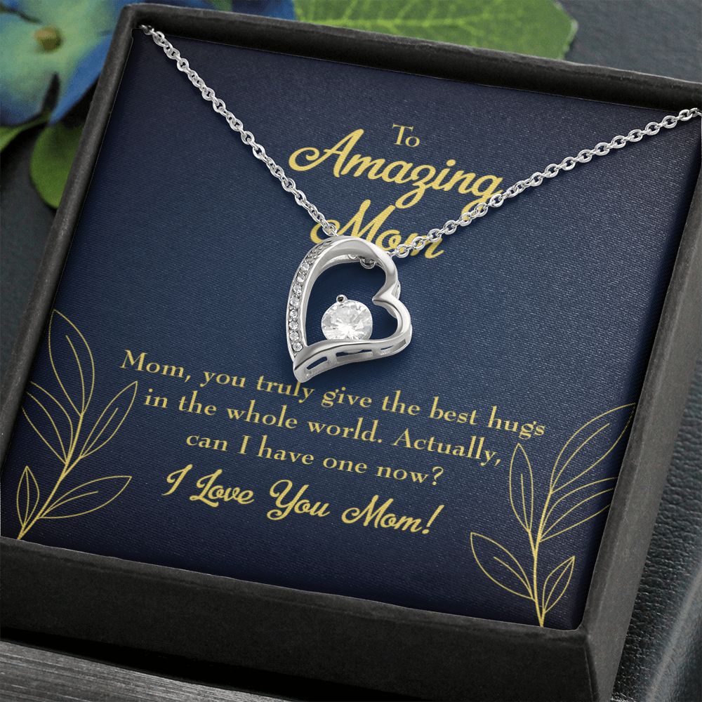 To Mom Mom Best Hug Forever Necklace w Message Card-Express Your Love Gifts