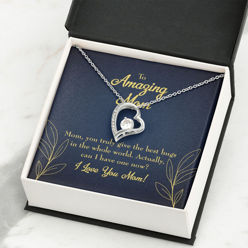 To Mom Mom Best Hug Forever Necklace w Message Card-Express Your Love Gifts