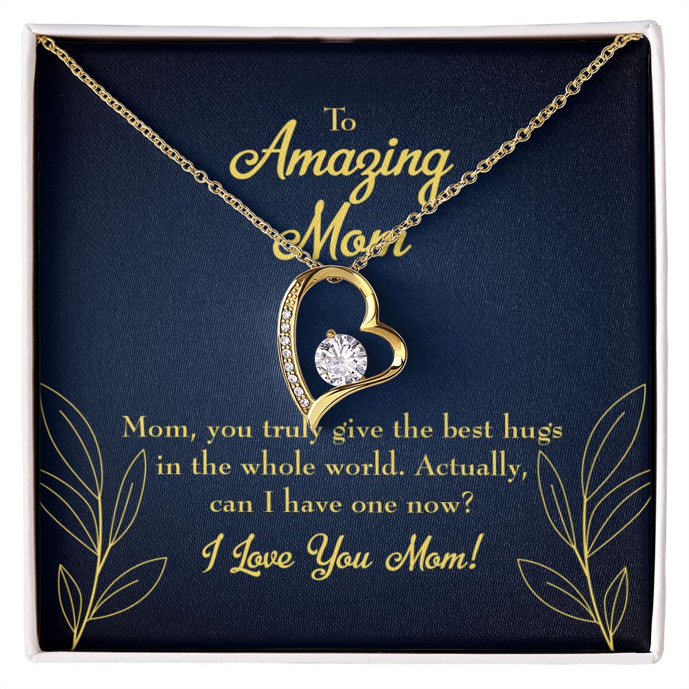 To Mom Mom Best Hug Forever Necklace w Message Card-Express Your Love Gifts