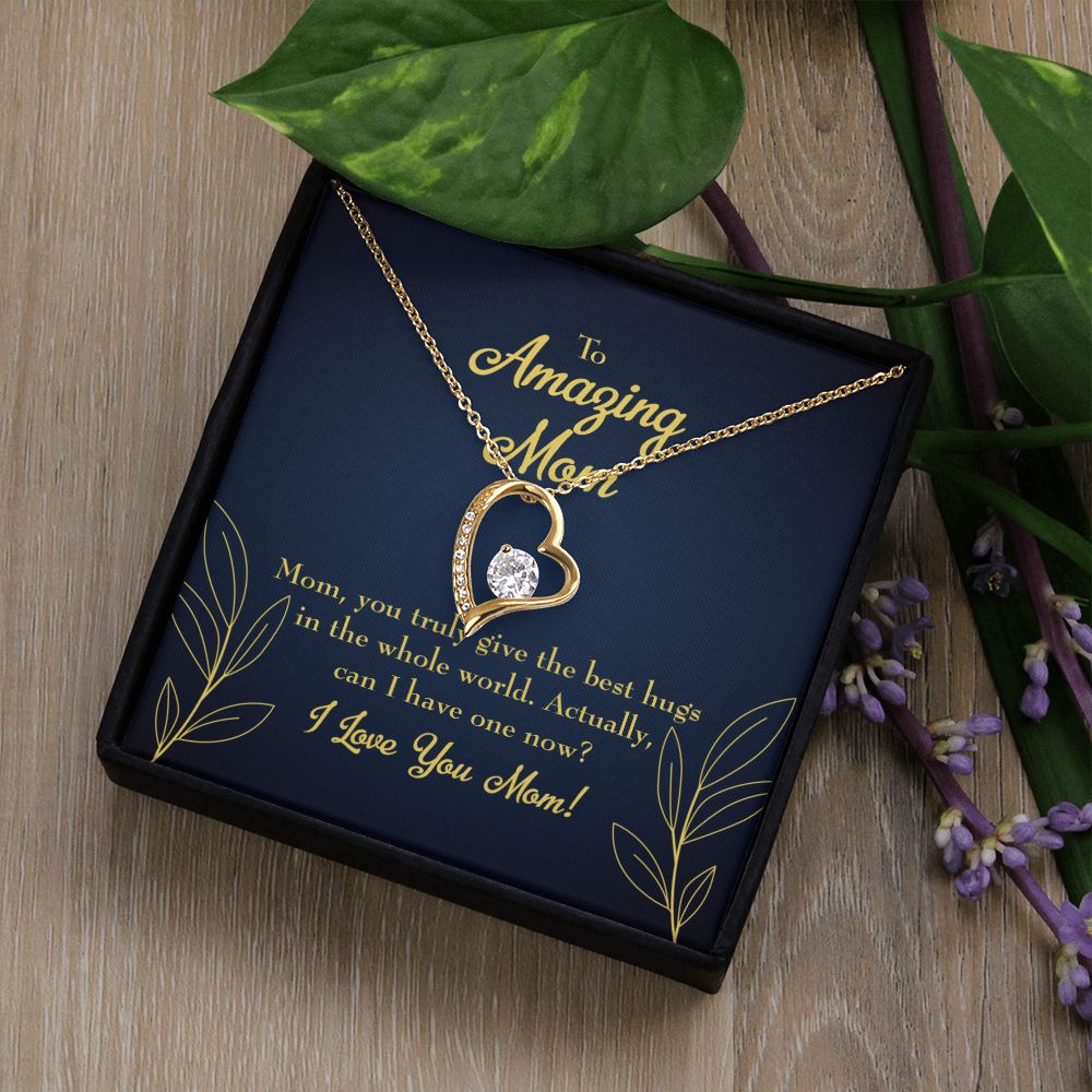 To Mom Mom Best Hug Forever Necklace w Message Card-Express Your Love Gifts